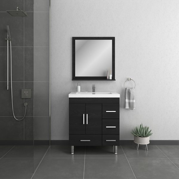 Alya Bath Ripley 30 inch Bathroom Vanity with Drawers, Black