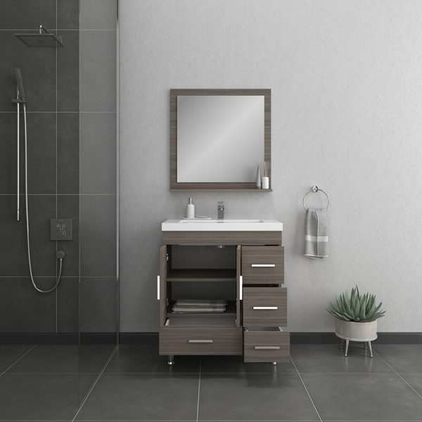 Alya Bath Ripley 30 inch Bathroom Vanity with Drawers, Gray