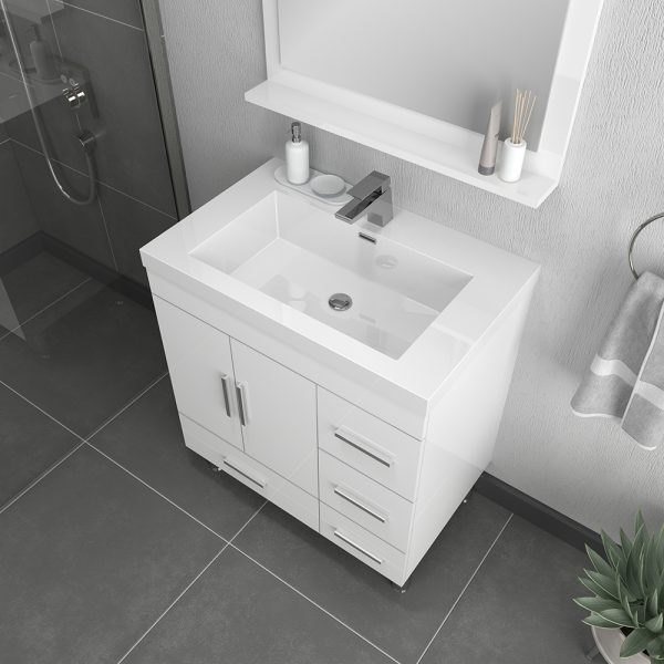 Alya Bath Ripley 30 inch Bathroom Vanity with Drawers, White