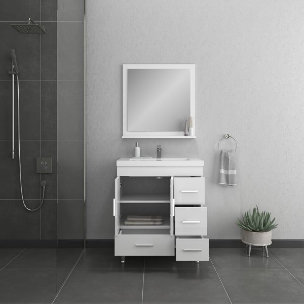 Alya Bath Ripley 30 inch Bathroom Vanity with Drawers, White