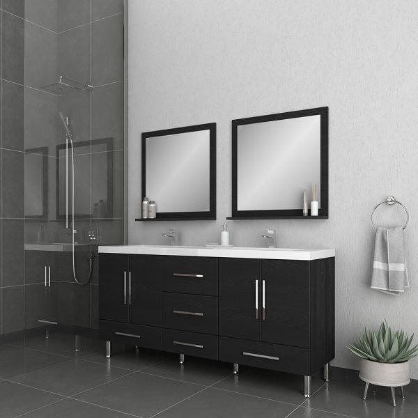 Alya Bath Ripley Modern 67 inch Double Bathroom Vanity, Black