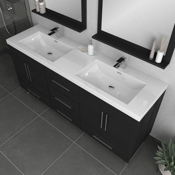 Alya Bath Ripley Modern 67 inch Double Bathroom Vanity, Black