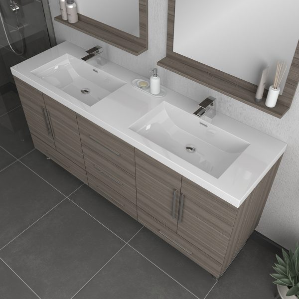 Alya Bath Ripley Modern 67 inch Double Bathroom Vanity, Gray