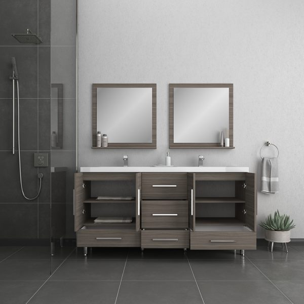 Alya Bath Ripley Modern 67 inch Double Bathroom Vanity, Gray
