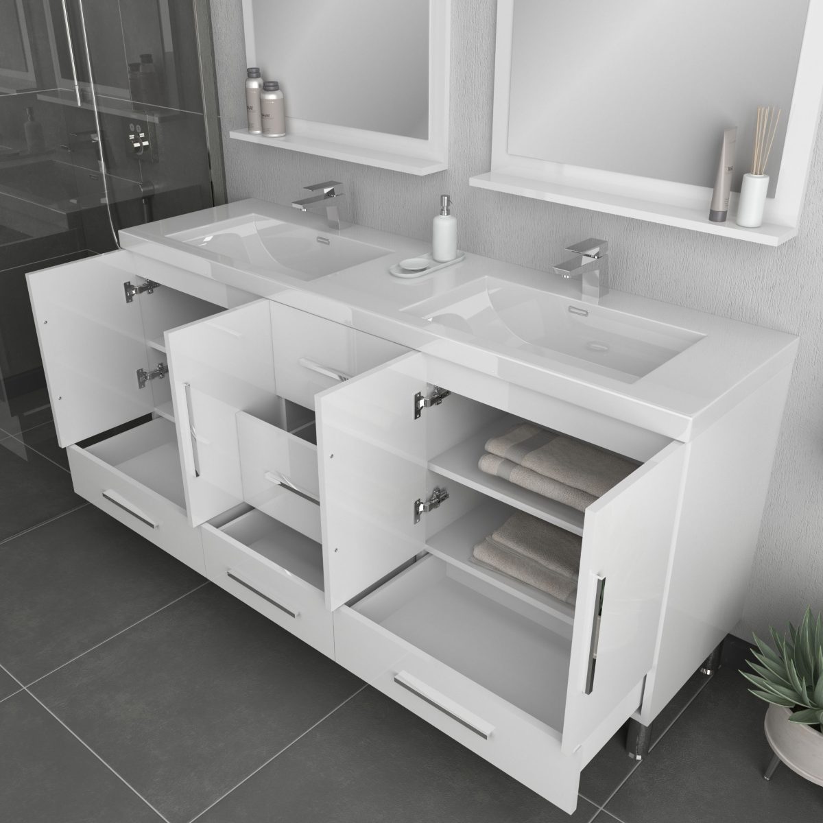 Alya Bath Ripley Modern 67 inch Double Bathroom Vanity White