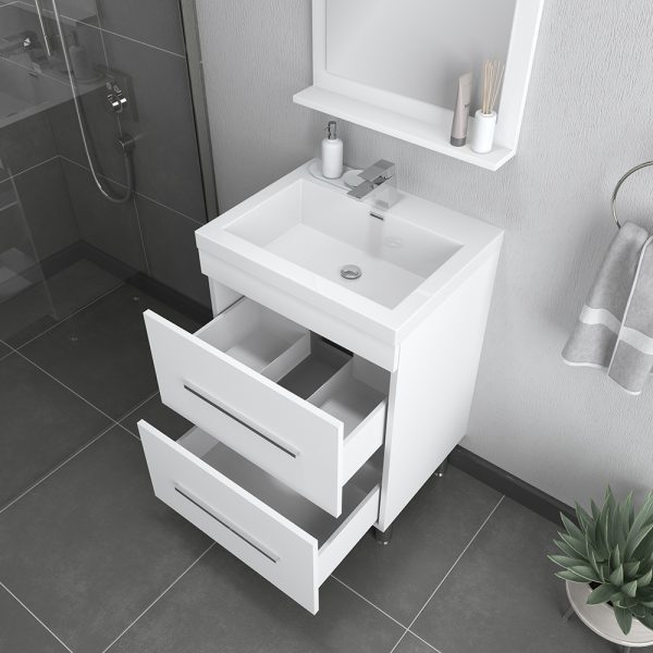 Alya Bath Ripley 24 inch Modern Bathroom Vanity, White