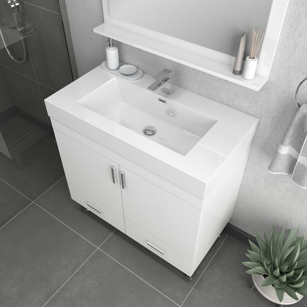 Alya Bath Ripley 36 inch Modern Bathroom Vanity, White