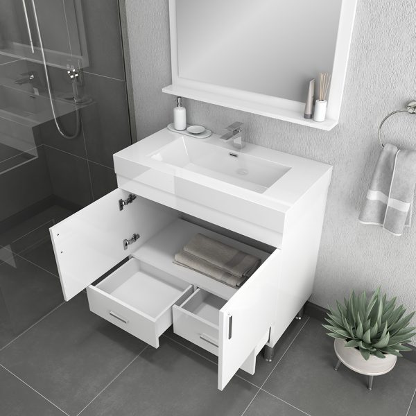 Alya Bath Ripley 36 Inch Modern, Modern White Bathroom Vanity 36 Inch