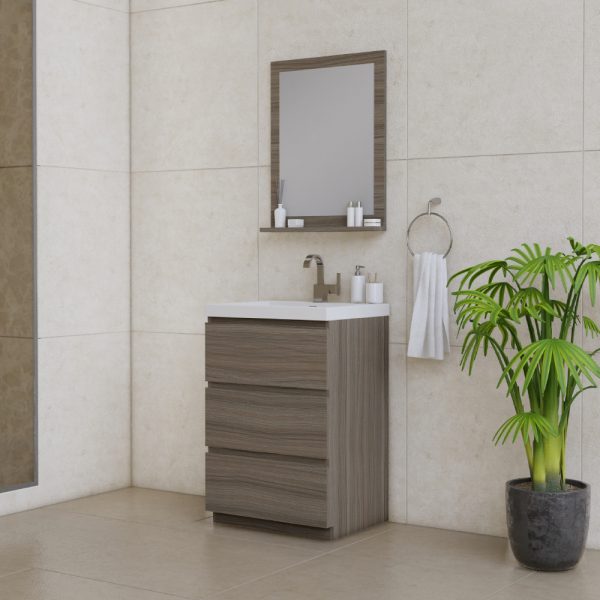 Alya Bath Paterno 24 inch Modern Bathroom Vanity, Gray