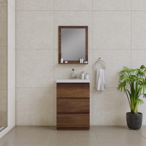 Alya Bath Paterno 24 inch Modern Bathroom Vanity, Rosewood