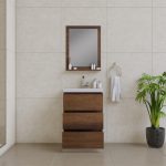 Alya Bath Paterno 24 inch Modern Bathroom Vanity, Rosewood 4