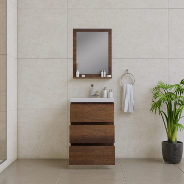 Alya Bath Paterno 24 inch Modern Bathroom Vanity, Rosewood