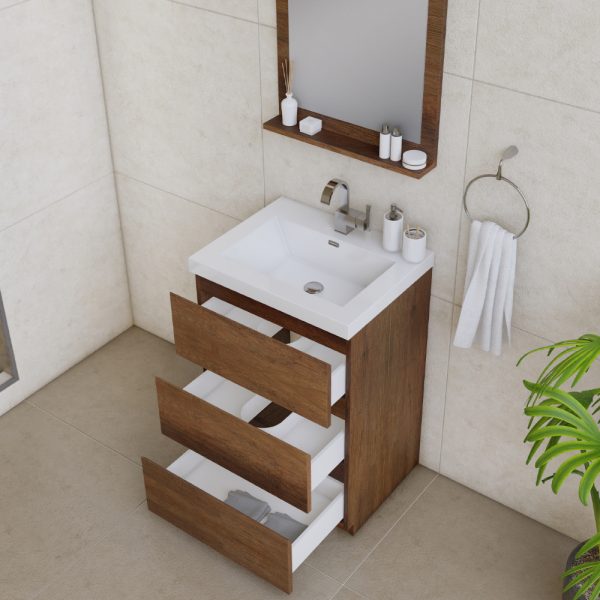 Alya Bath Paterno 24 inch Modern Bathroom Vanity, Rosewood