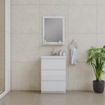 Alya Bath Paterno 24 inch Modern Bathroom Vanity, White 1