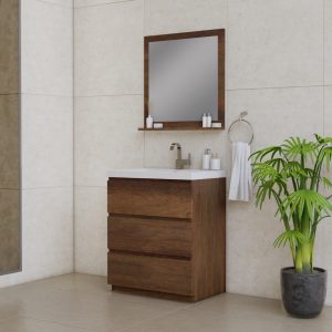 Alya Bath Paterno 30 inch Modern Bathroom Vanity, Rosewood