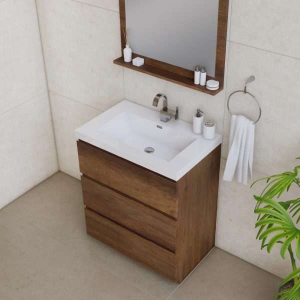 Alya Bath Paterno 30 inch Modern Bathroom Vanity, Rosewood