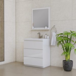 Alya Bath Paterno 30 inch Modern Bathroom Vanity, White