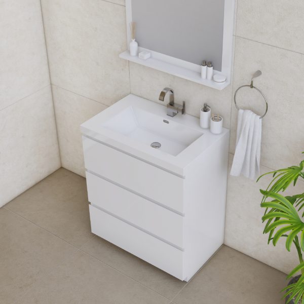 Alya Bath Paterno 30 inch Modern Bathroom Vanity, White