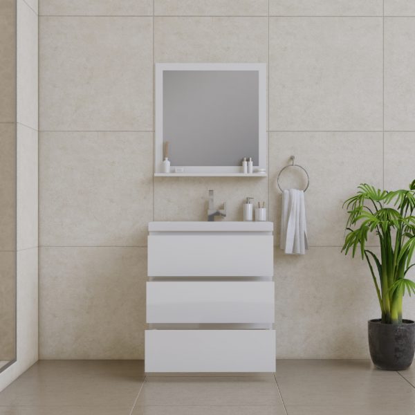 Alya Bath Paterno 30 inch Modern Bathroom Vanity, White