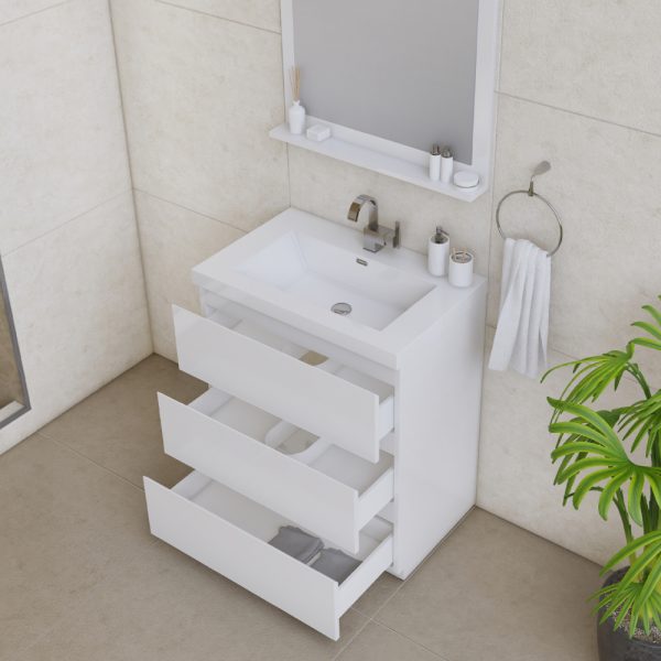 Alya Bath Paterno 30 inch Modern Bathroom Vanity, White