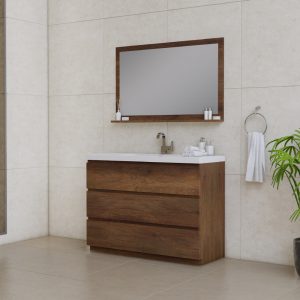 Alya Bath Paterno 48 inch Modern Bathroom Vanity, Rosewood