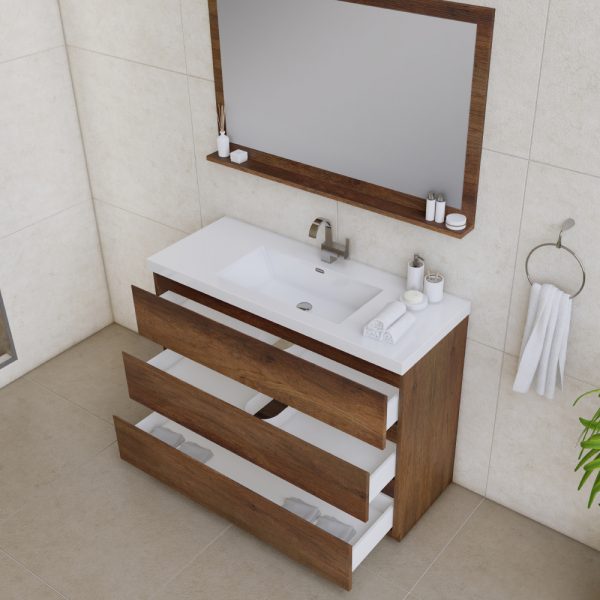 Alya Bath Paterno 48 inch Modern Bathroom Vanity, Rosewood