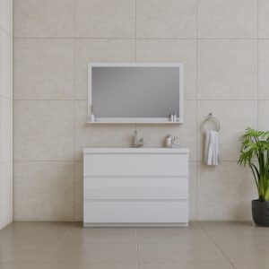 Alya Bath Paterno 48 inch Modern Bathroom Vanity, White