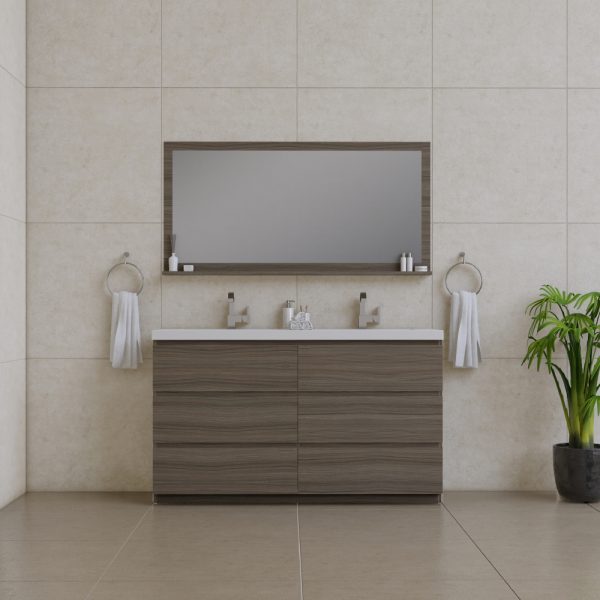 Alya Bath Paterno 60 inch Double Bathroom Vanity, Gray