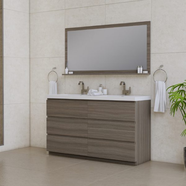 Alya Bath Paterno 60 inch Double Bathroom Vanity, Gray