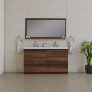 Alya Bath Paterno 60 inch Double Bathroom Vanity, Rosewood