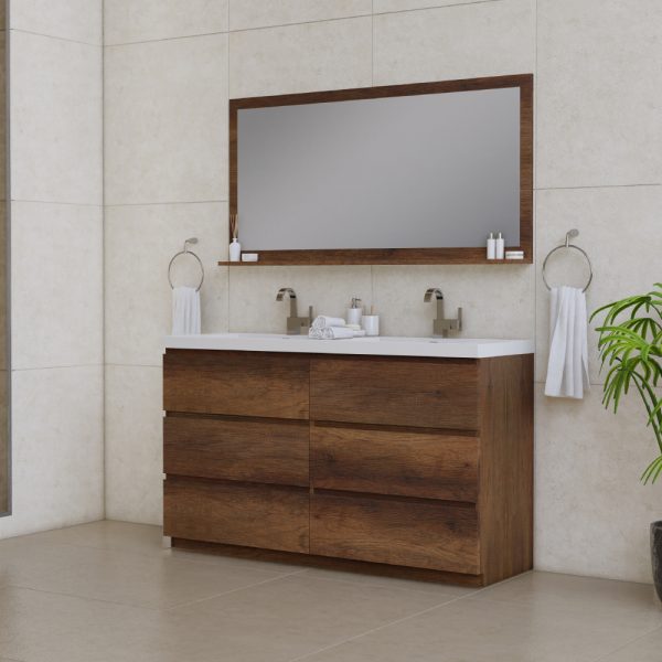 Alya Bath Paterno 60 inch Double Bathroom Vanity, Rosewood