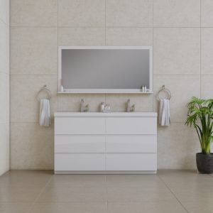 Alya Bath Paterno 60 inch Double Bathroom Vanity, White