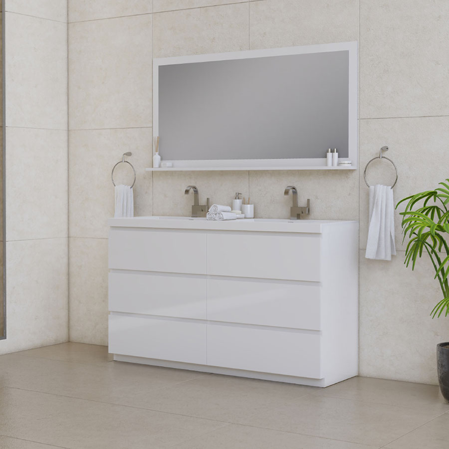 Alya Bath Paterno 60 inch Double Bathroom Vanity, White