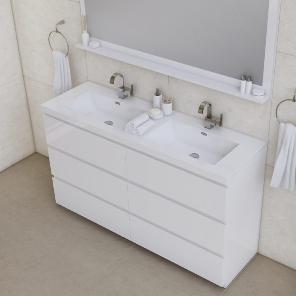 Alya Bath Paterno 60 Inch Double, 60 In 3 Double Sink Bathroom Vanity Unit