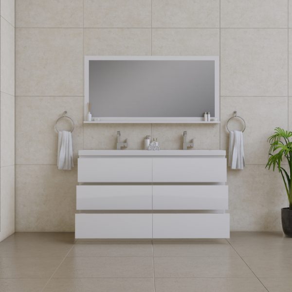 Alya Bath Paterno 60 inch Double Bathroom Vanity, White