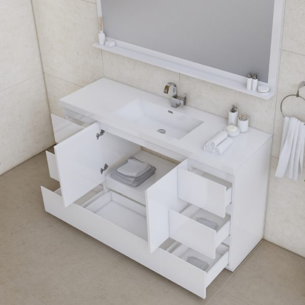 Alya Bath Paterno 60 inch Single Bathroom Vanity, White