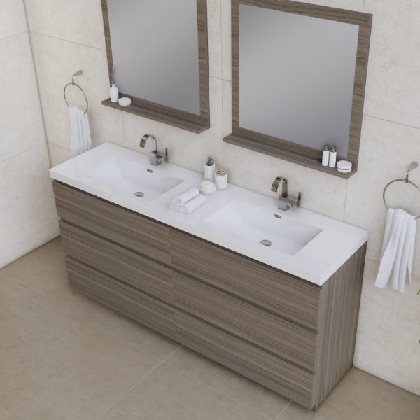 Alya Bath Paterno 72 inch Double Bathroom Vanity, Gray