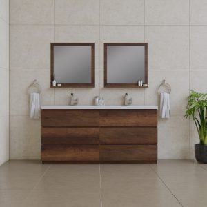 Alya Bath Paterno 72 inch Double Bathroom Vanity, Rosewood