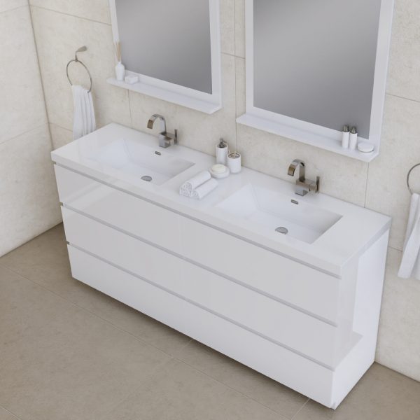 Alya Bath Paterno 72 inch Double Bathroom Vanity, White