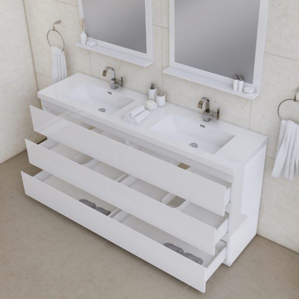 Alya Bath Paterno 72 inch Double Bathroom Vanity, White