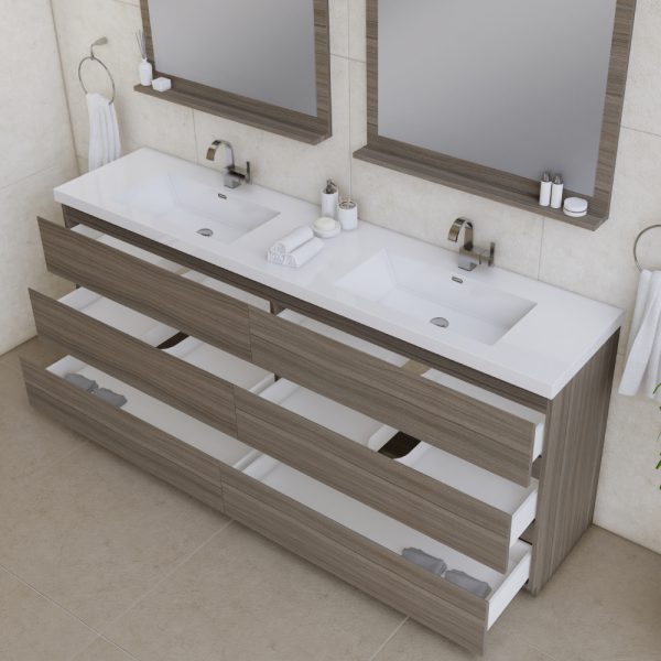 Alya Bath Paterno 84 Inch Double, 84 Inch Bathroom Vanity Cabinets