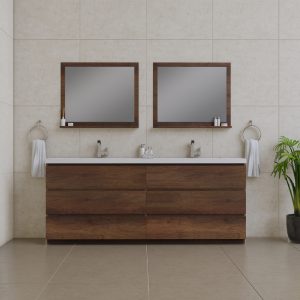 Alya Bath Paterno 84 inch Double Bathroom Vanity, Rosewood