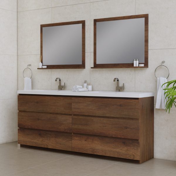 Alya Bath Paterno 84 inch Double Bathroom Vanity, Rosewood