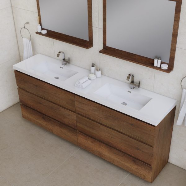Alya Bath Paterno 84 inch Double Bathroom Vanity, Rosewood