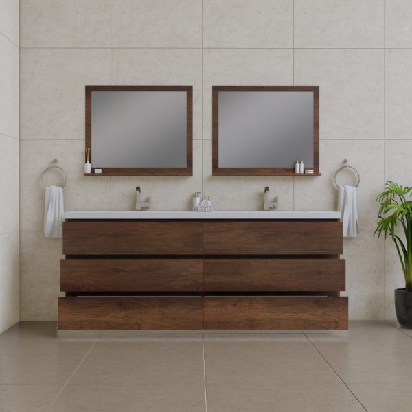 Alya Bath Paterno 84 inch Double Bathroom Vanity, Rosewood