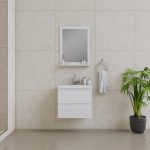 Alya Bath Paterno 24 Inch Wall Mount Bathroom Vanity White