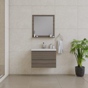 Alya Bath Paterno 30 Inch Wall Mount Bathroom Vanity Gray