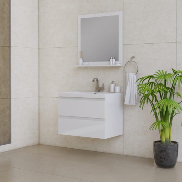 Paterno 30 inch Wall Mount Bathroom Vanity White With Sink