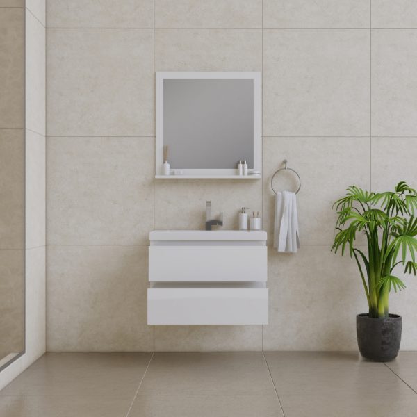 Paterno 30 inch Wall Mount Bathroom Vanity White With Sink
