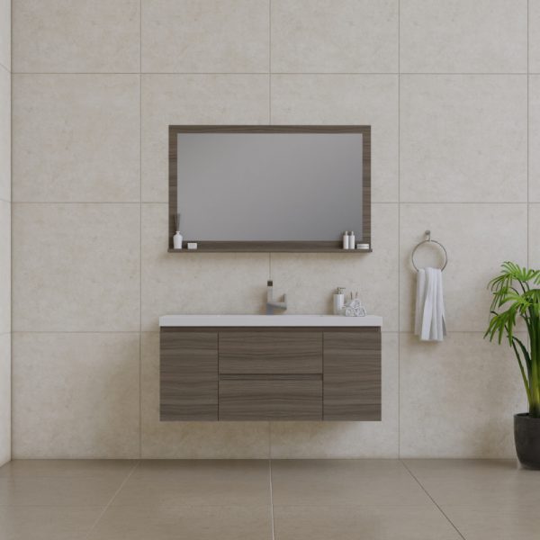 Alya Bath Paterno 48 inch Wall Mount Bathroom Vanity Gray